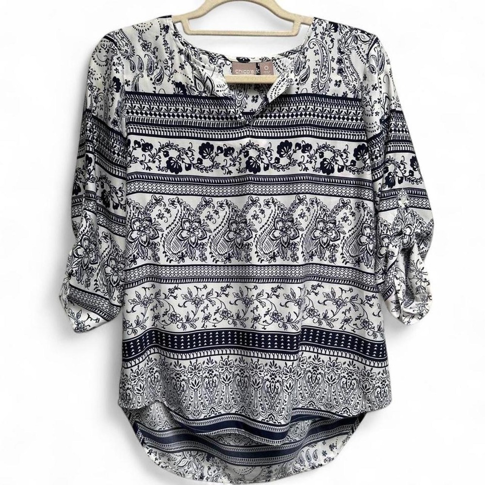 Chicos Paisley Vacation Casual Elevated Chic Quiet Luxury
